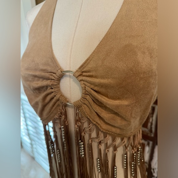 Windsor faux suede fringe halter - size L - Picture 4 of 9